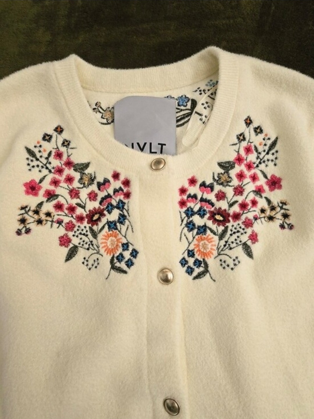 Anthropologie NVLT Embroidered Floral Lady Jacket Cardigan Ivory XL - Picture 11 of 13
